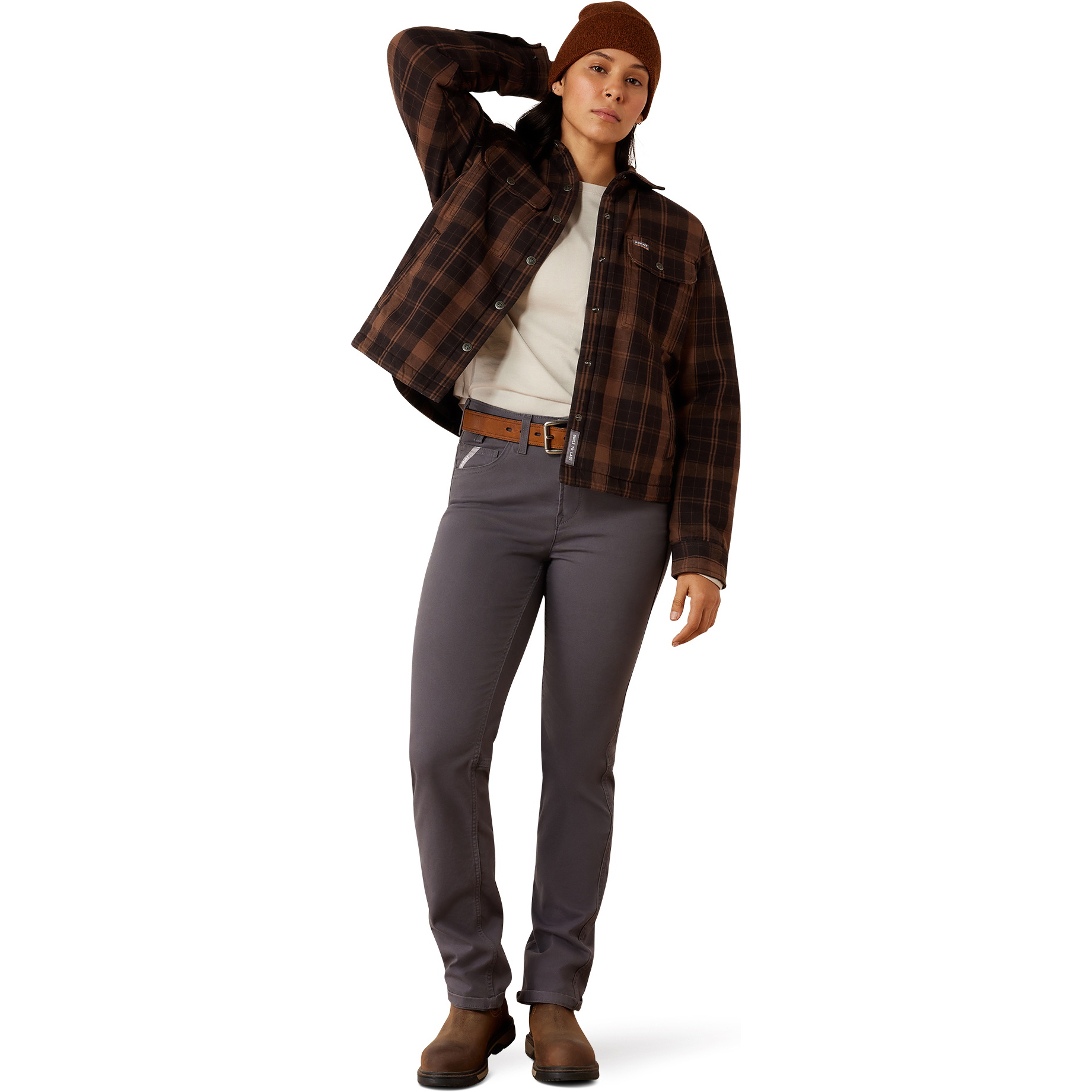 2026 Ariat Womens Rebar Flannel Insulated Shirt Jacket 10079039 - Rain Drum